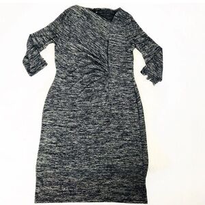 Talbots Size L Heather CharGray Ruched Asymmetric-Neckline Dress